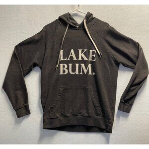 Lake Bum Hoodie Sweatshirt Pullover Gray Size Large